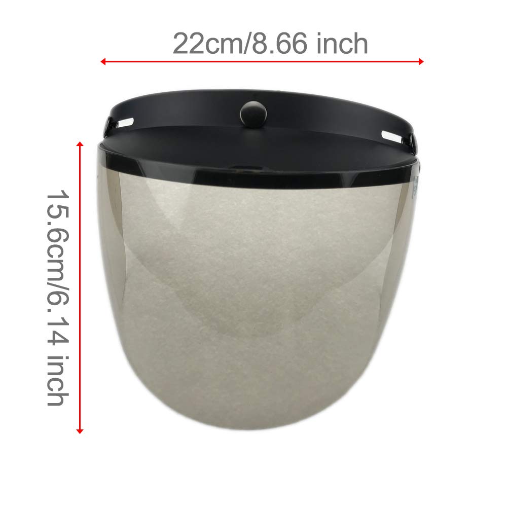 Wancar Retro Universal Standard 3-Snap Open Face Motorcycle Helmets Flip Up Face Visor Wind Shield Lens(Light Smoke)